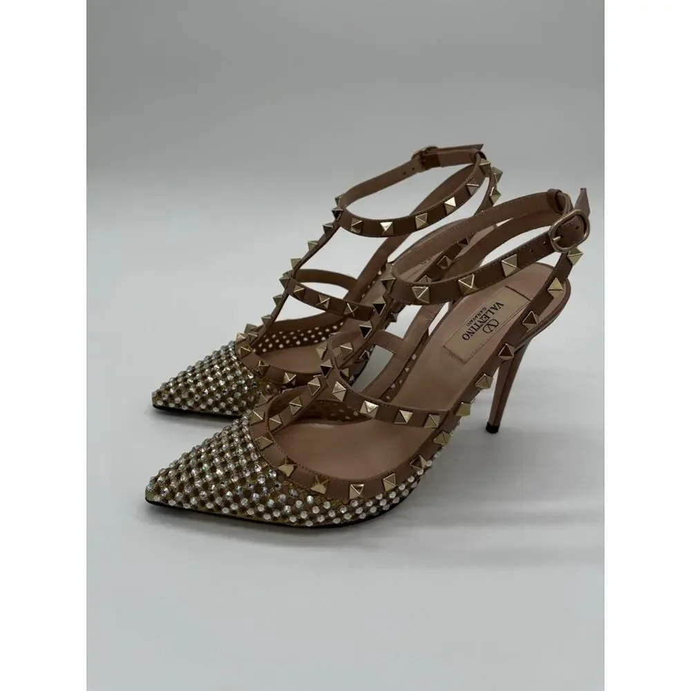 Valentino Garavani Pumps Rockstud Crystal Cage Nude - 40 (US 10)